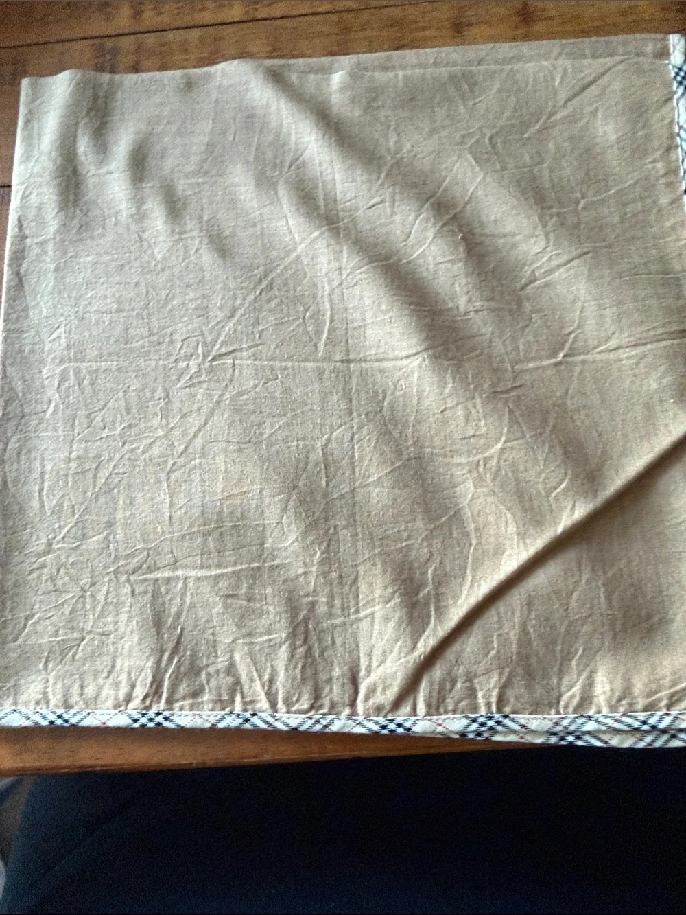 Vintage Burberry Beige Linen Scarf with Plaid Trim